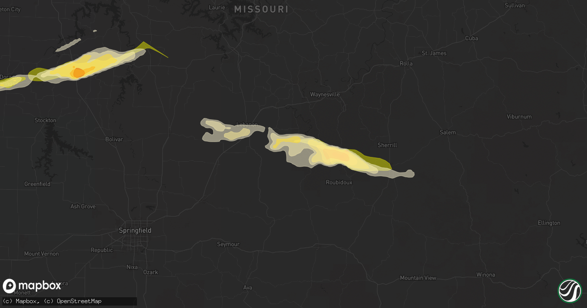 Hail map in Falcon, MO on March 22, 2025