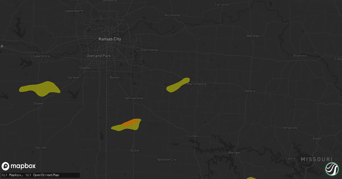 Hail map in Holden, MO on March 22, 2025