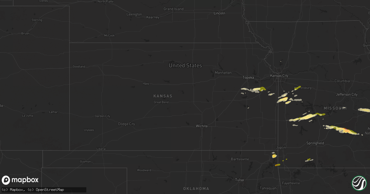 Hail map in Kansas on March 22, 2025