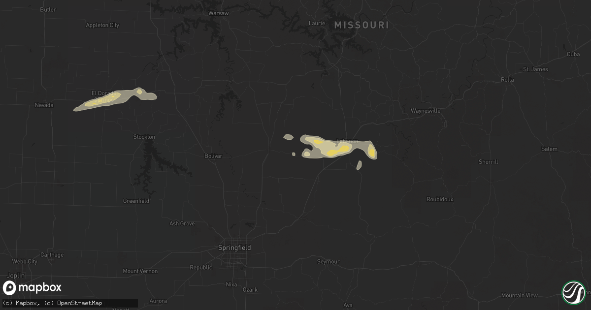 Hail map in Long Lane, MO on March 22, 2025