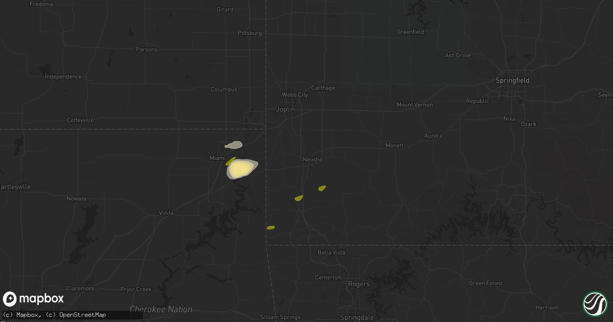 Hail map in Neosho, MO on March 22, 2025