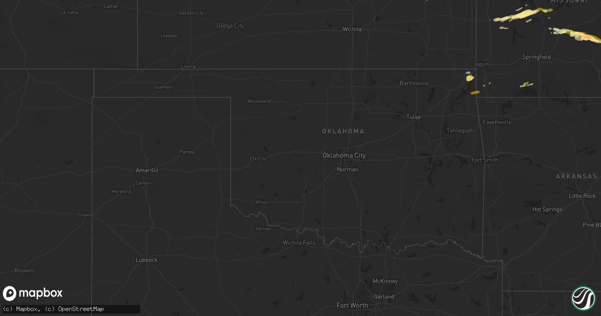 Hail map in Oklahoma on March 22, 2025