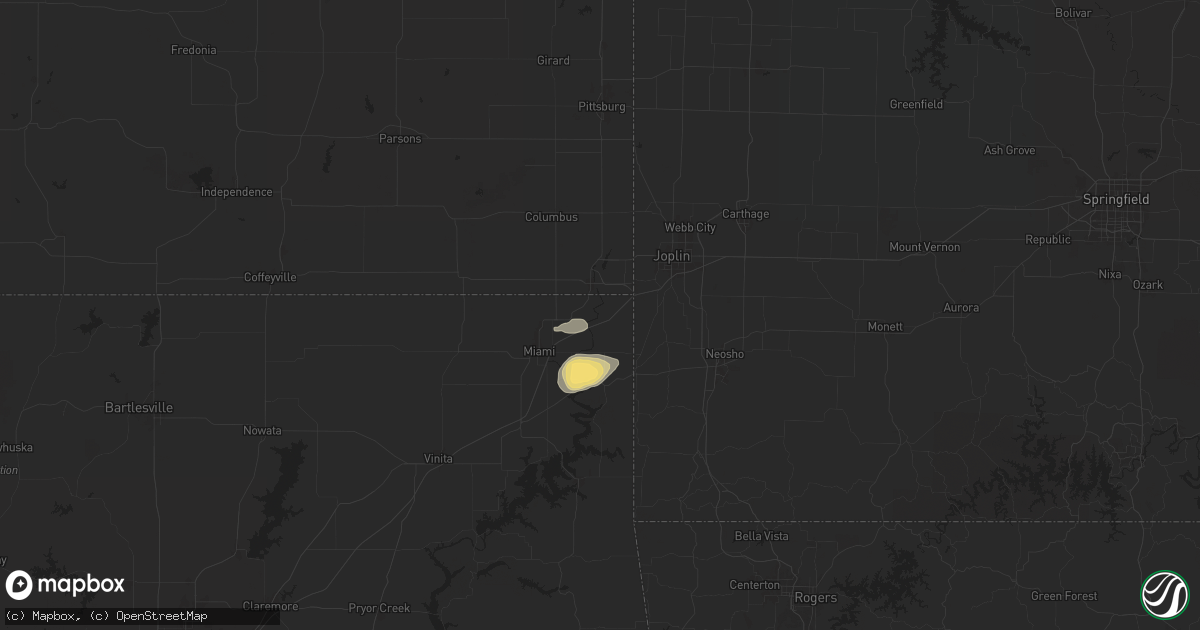 Hail map in Quapaw, OK on March 22, 2025
