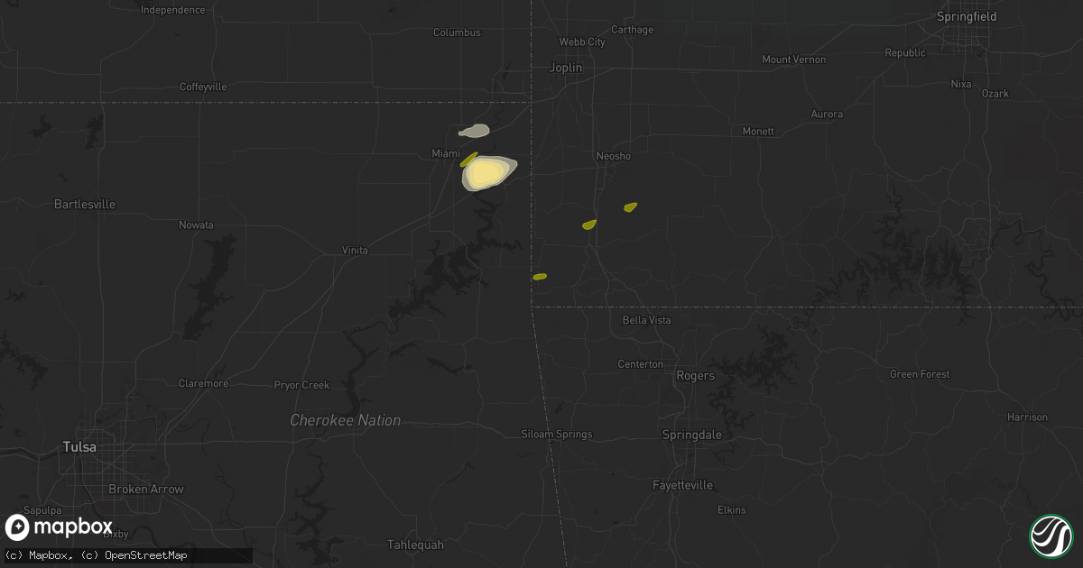 Hail map in South West City, MO on March 22, 2025