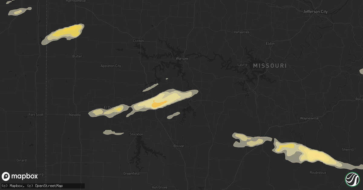 Hail map in Wheatland, MO on March 22, 2025