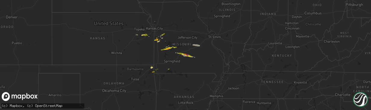 Hail map on March 22, 2025