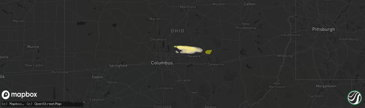 Hail map in Alexandria, OH on March 22, 2026