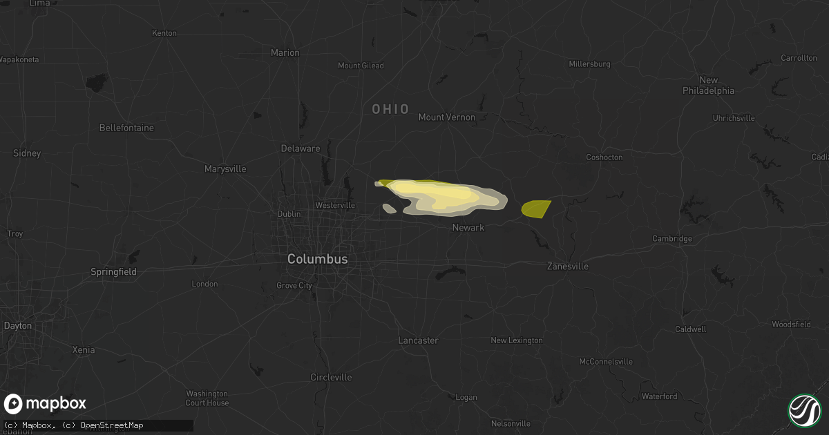 Hail map in Alexandria, OH on March 22, 2026
