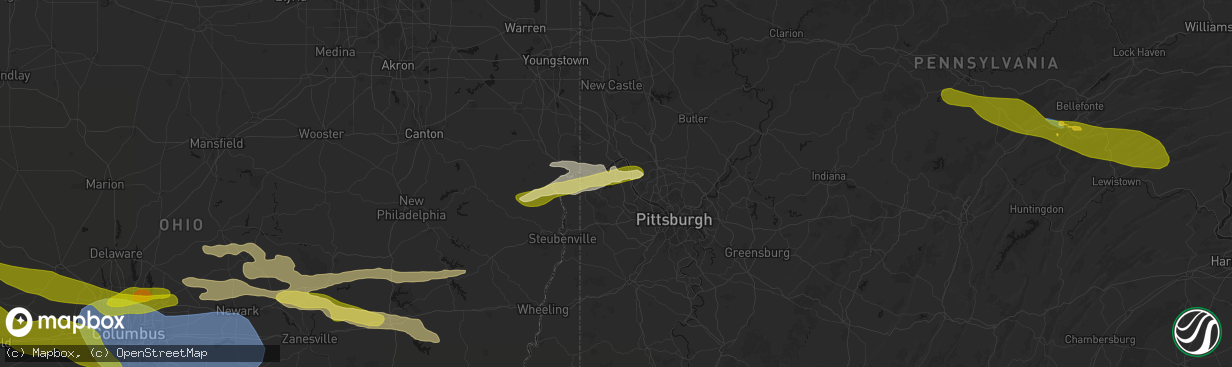 Hail map in Aliquippa, PA on March 22, 2026