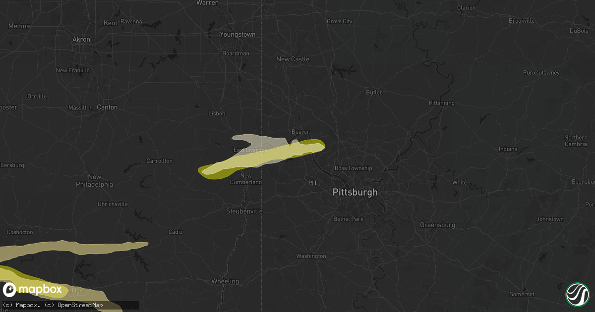 Hail map in Aliquippa, PA on March 22, 2026