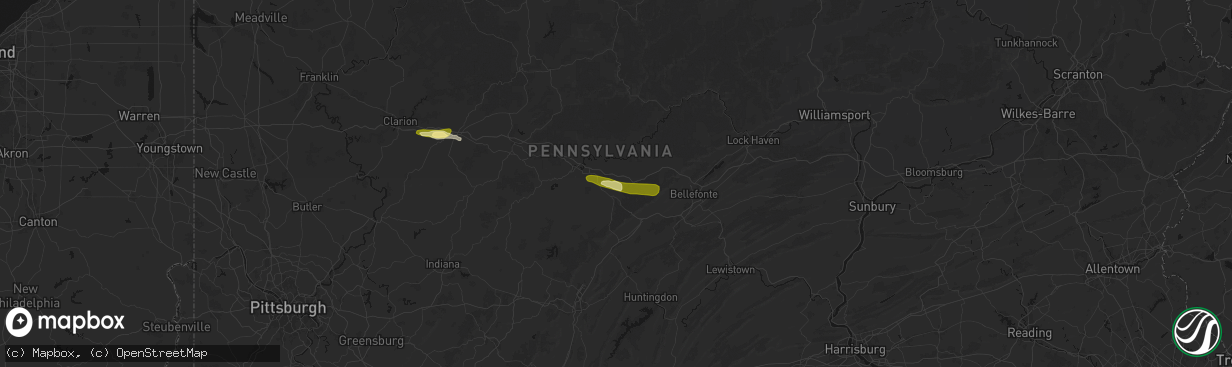 Hail map in Allport, PA on March 22, 2026
