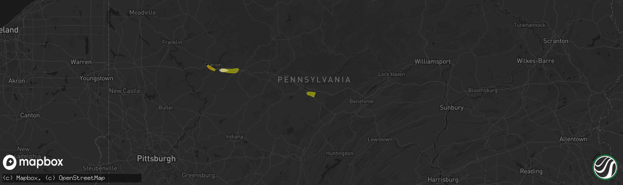Hail map in Bigler, PA on March 22, 2026