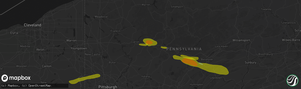 Hail map in Brookville, PA on March 22, 2026