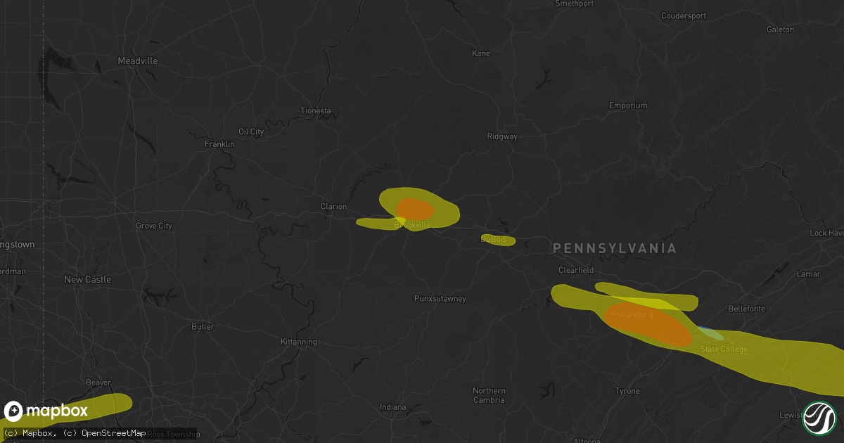 Hail map in Brookville, PA on March 22, 2026