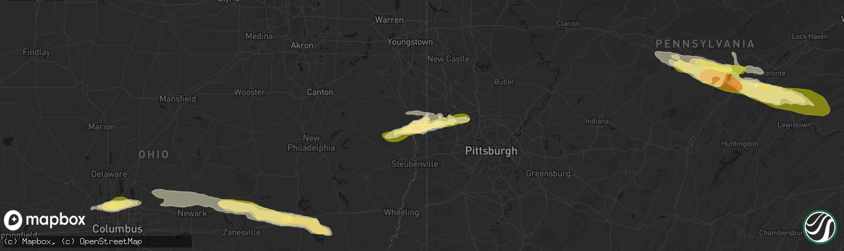 Hail map in Chester, WV on March 22, 2026