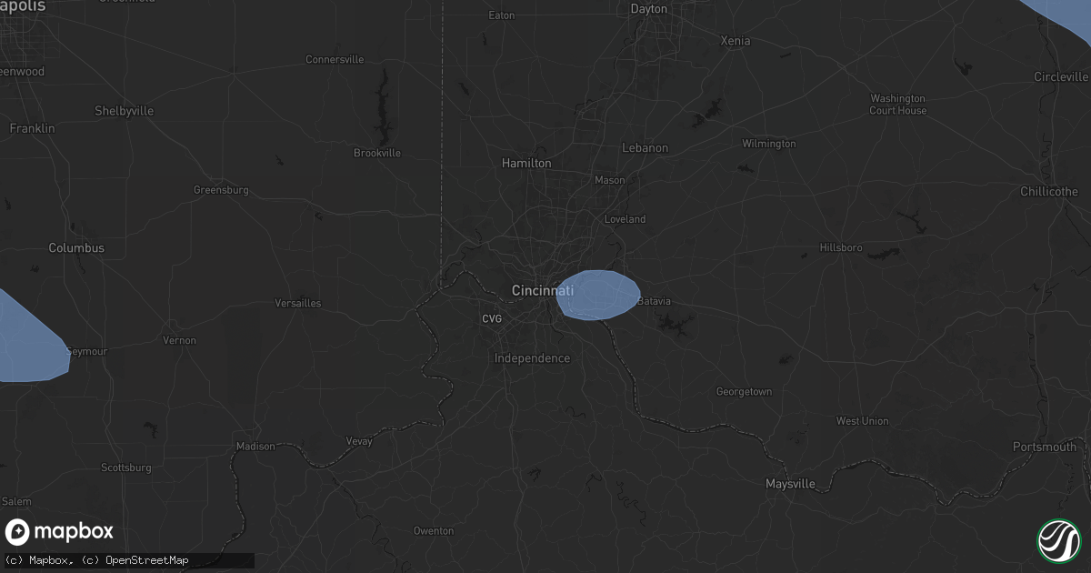 Hail map in Cincinnati, OH on March 22, 2026