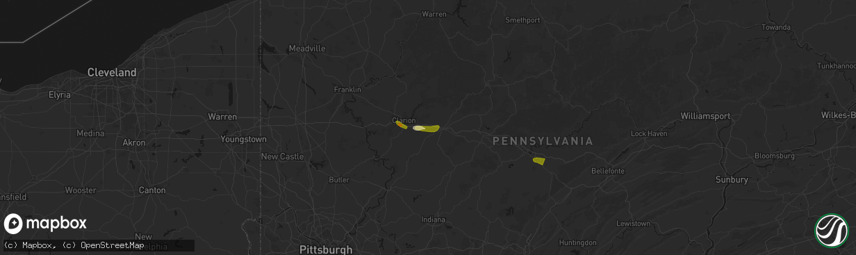 Hail map in Corsica, PA on March 22, 2026