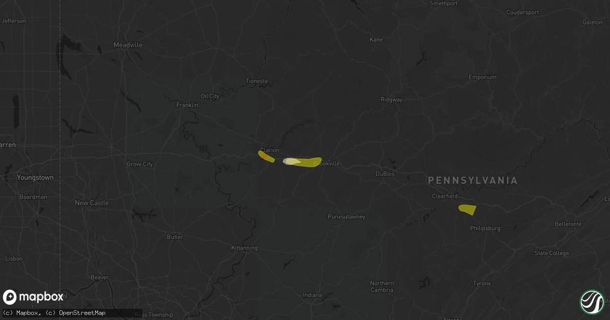 Hail map in Corsica, PA on March 22, 2026