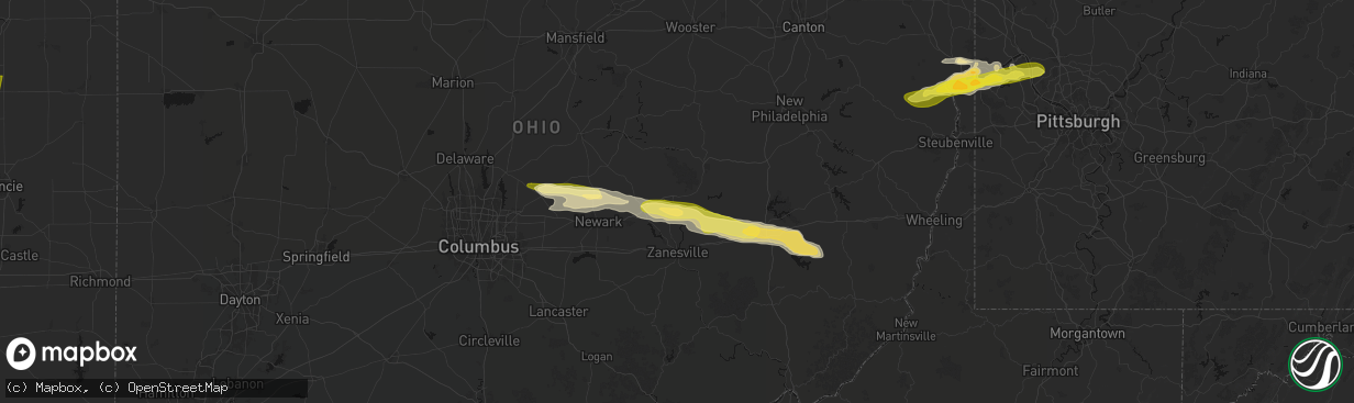 Hail map in Dresden, OH on March 22, 2026