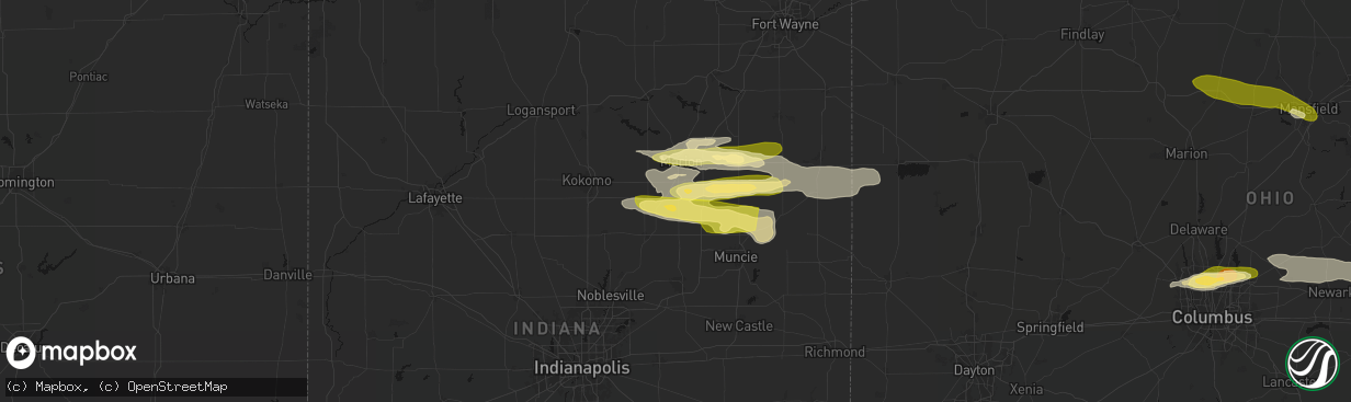 Hail map in Fairmount, IN on March 22, 2026