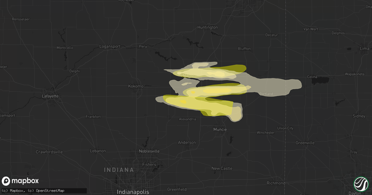 Hail map in Fairmount, IN on March 22, 2026
