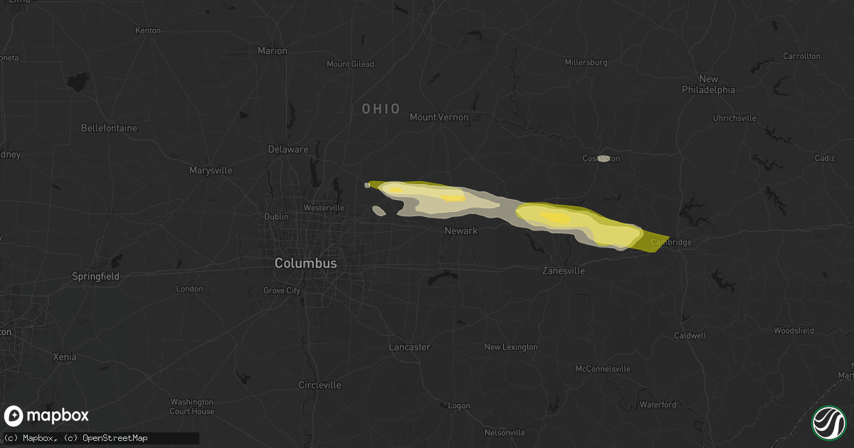 Hail map in Granville, OH on March 22, 2026