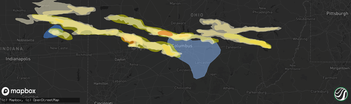 Hail map in Grove City, OH on March 22, 2026