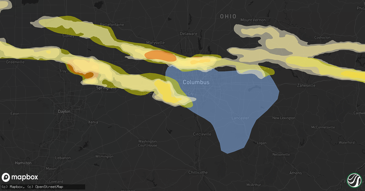 Hail map in Grove City, OH on March 22, 2026