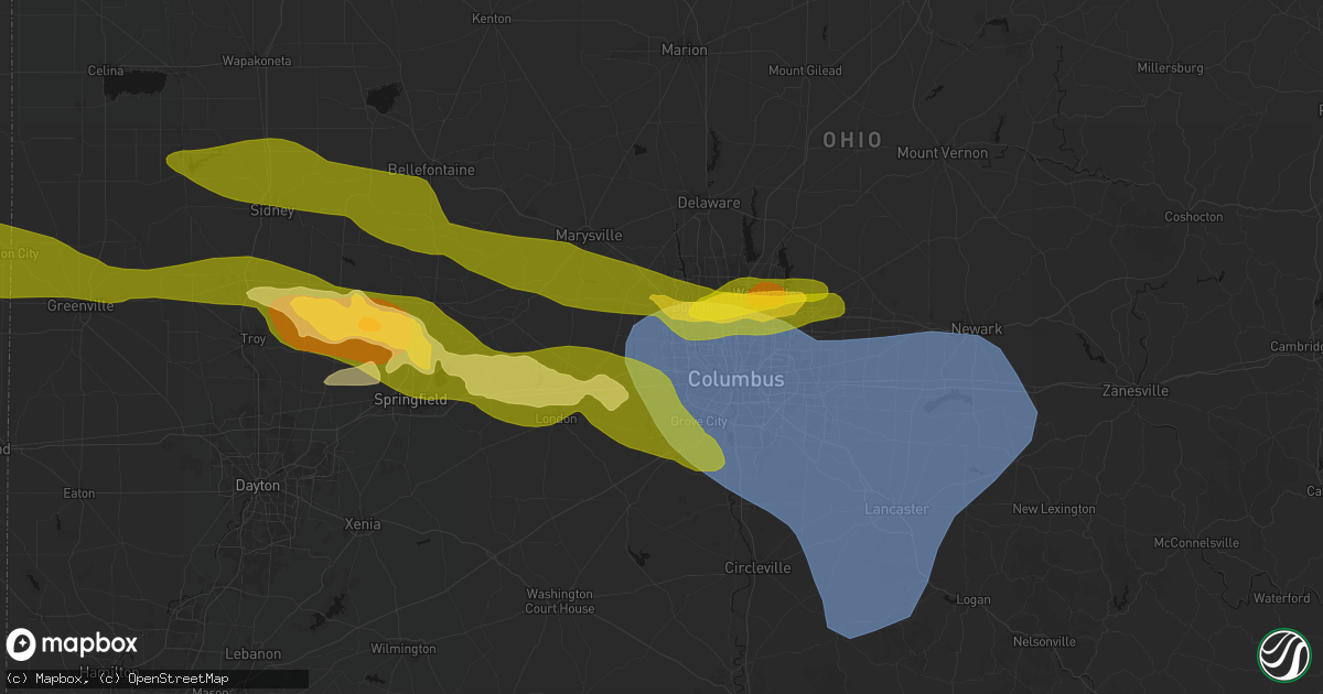 Hail map in Hilliard, OH on March 22, 2026