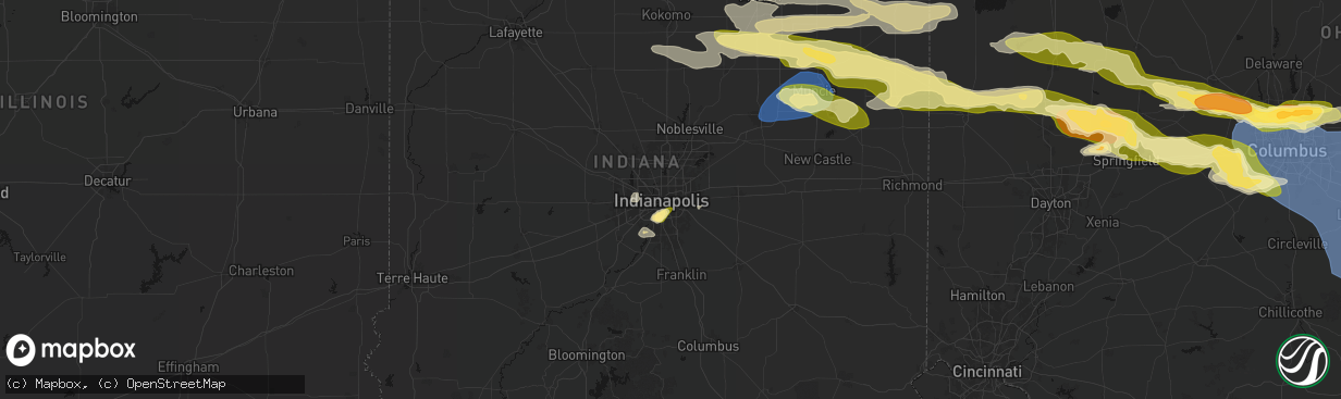 Hail map in Indianapolis, IN on March 22, 2026