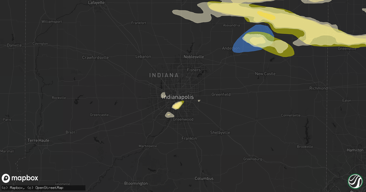 Hail map in Indianapolis, IN on March 22, 2026