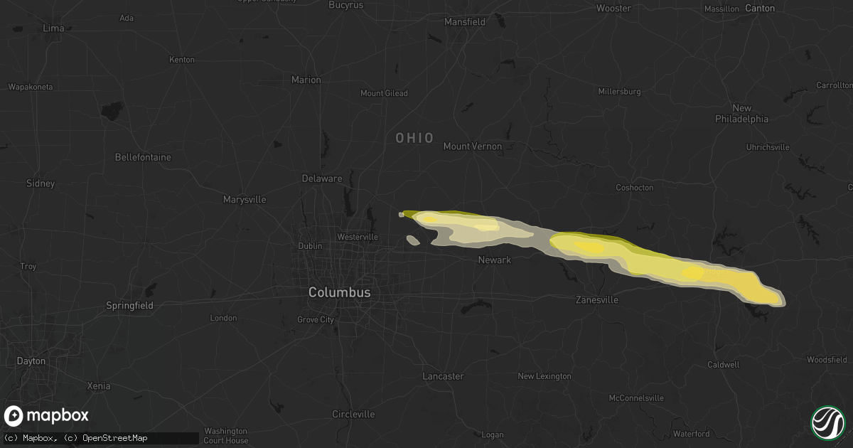 Hail map in Johnstown, OH on March 22, 2026