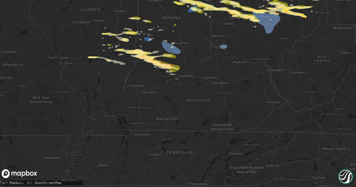 Hail map in Kentucky on March 22, 2026