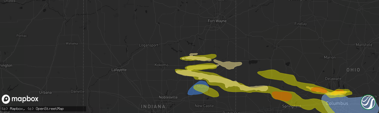 Hail map in Marion, IN on March 22, 2026