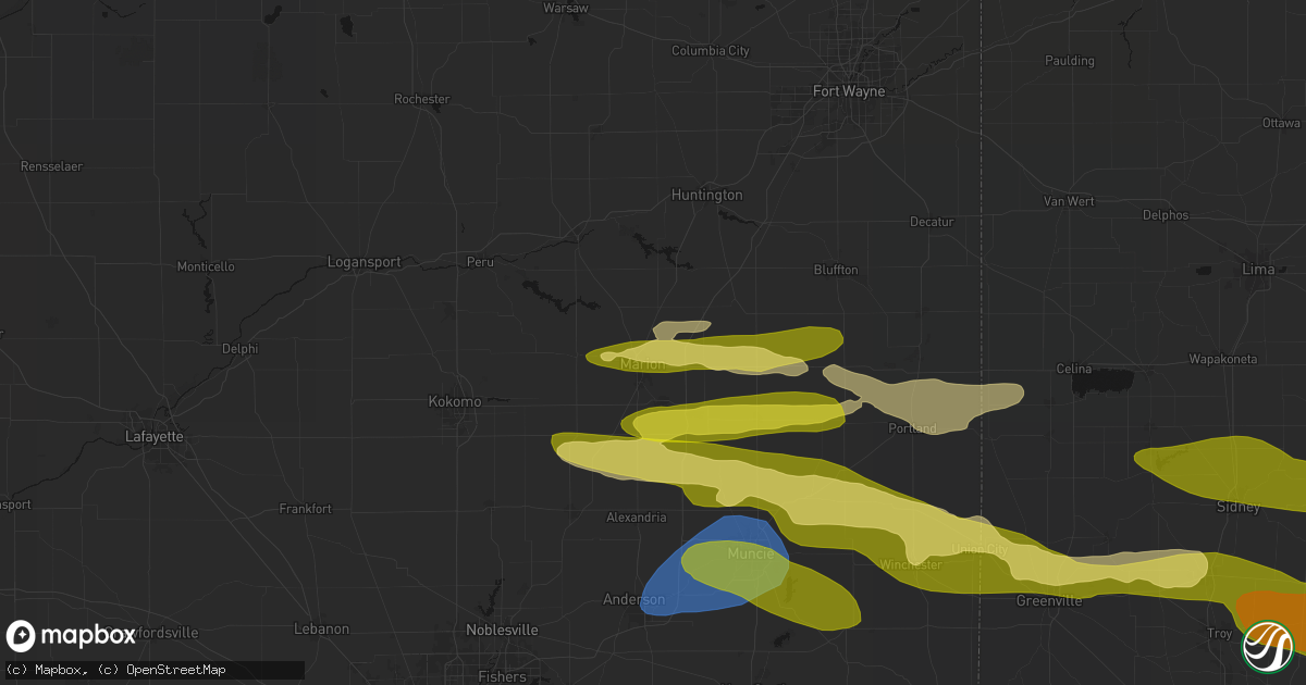 Hail map in Marion, IN on March 22, 2026