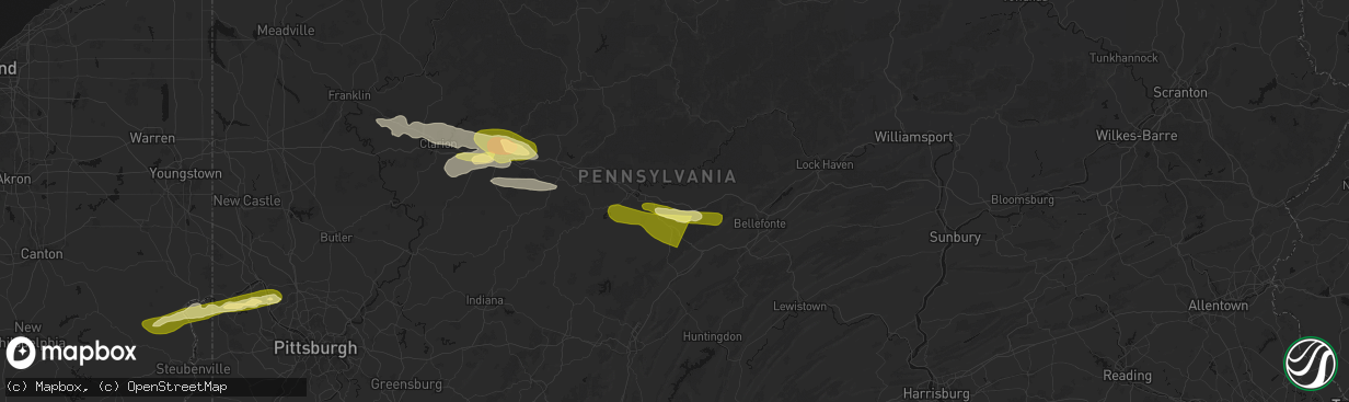 Hail map in Morrisdale, PA on March 22, 2026