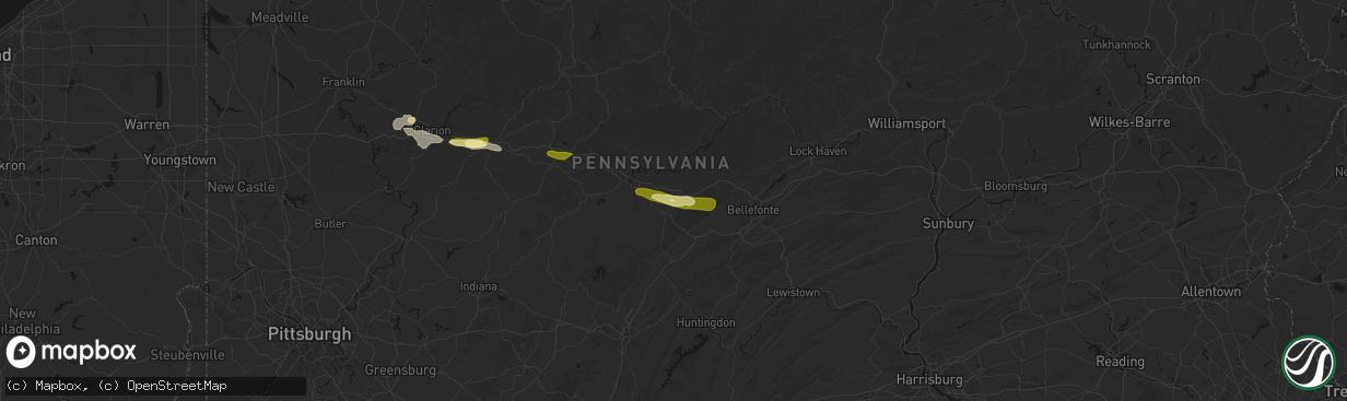 Hail map in Munson, PA on March 22, 2026