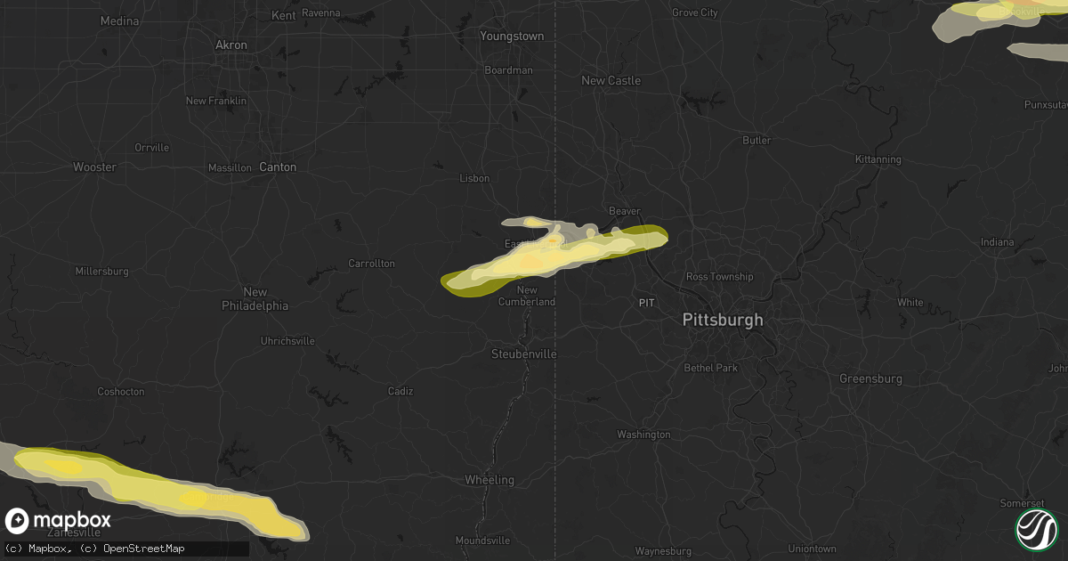 Hail map in New Cumberland, WV on March 22, 2026