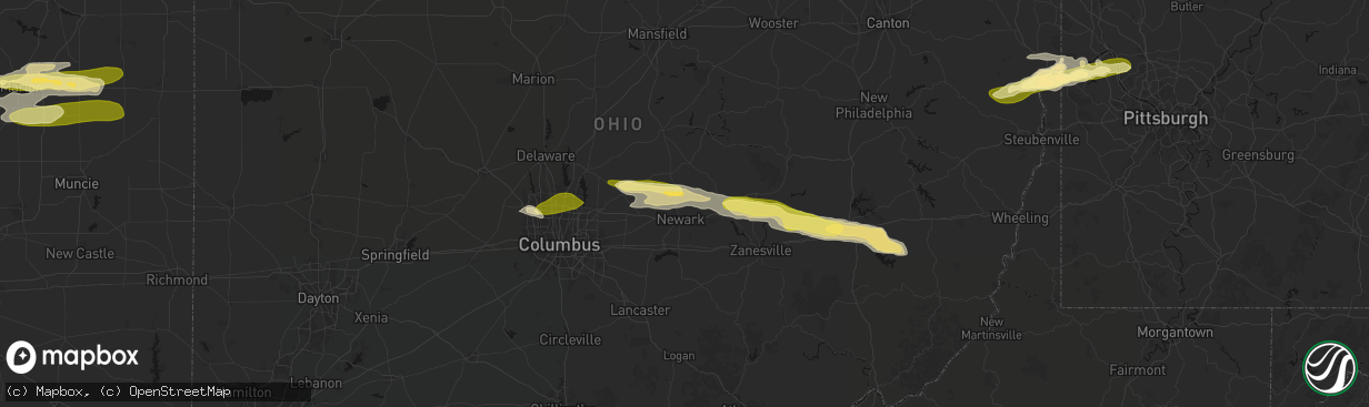 Hail map in Newark, OH on March 22, 2026