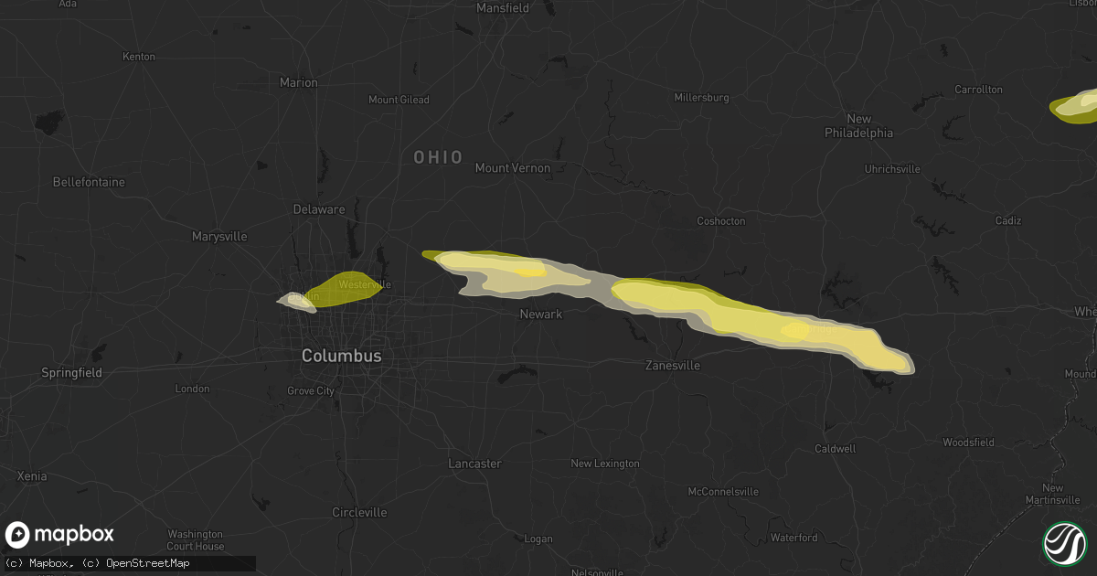 Hail map in Newark, OH on March 22, 2026