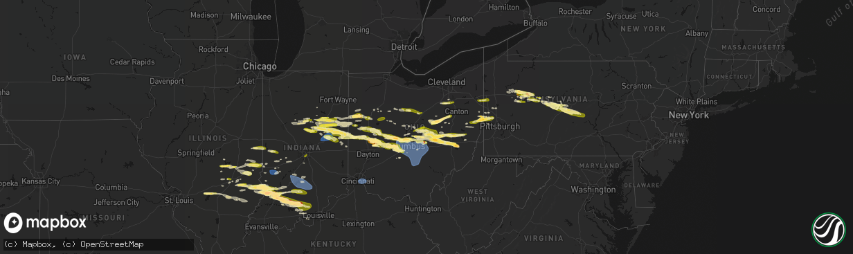 Hail map in Ohio on March 22, 2026