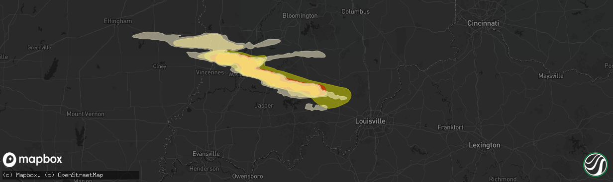 Hail map in Paoli, IN on March 22, 2026