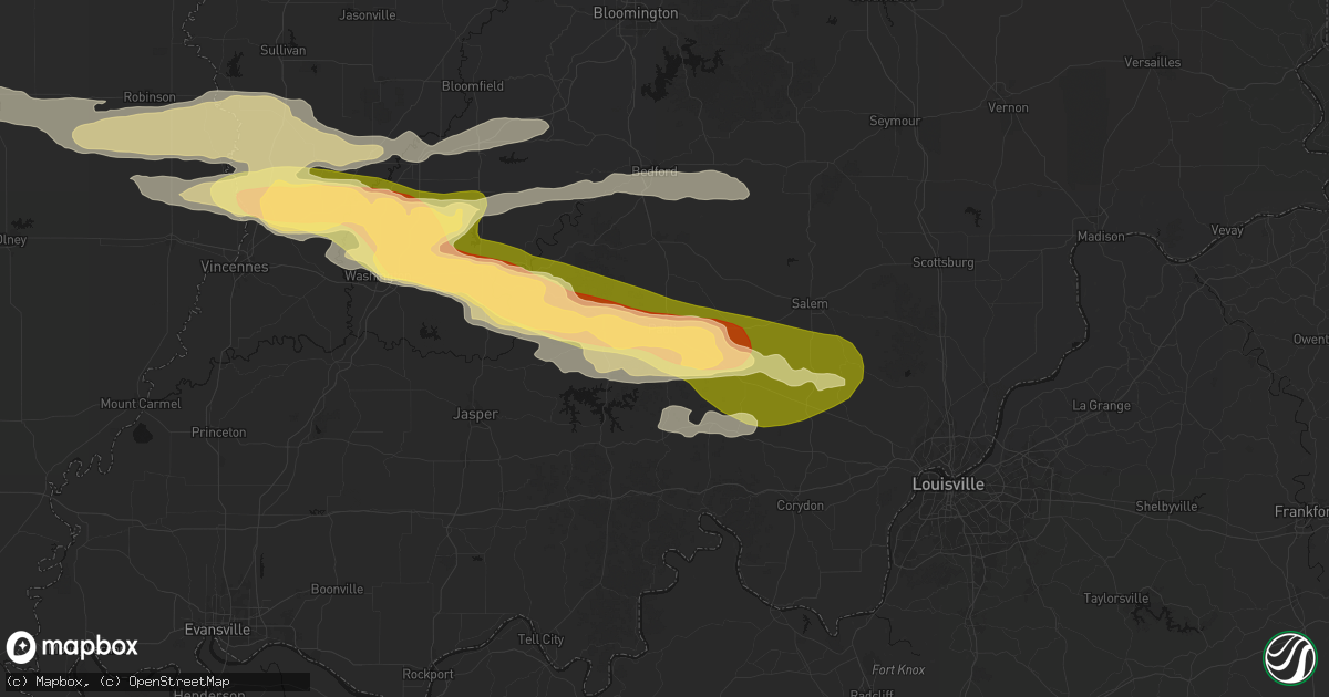 Hail map in Paoli, IN on March 22, 2026