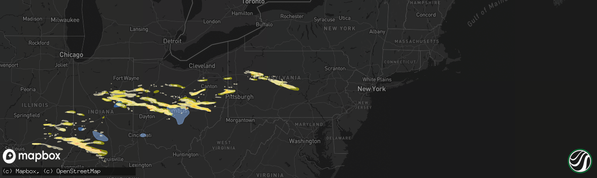 Hail map in Pennsylvania on March 22, 2026