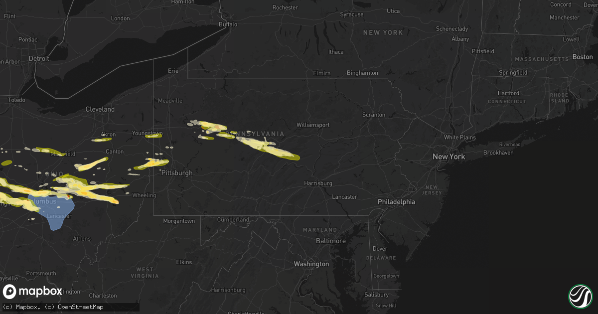 Hail map in Pennsylvania on March 22, 2026