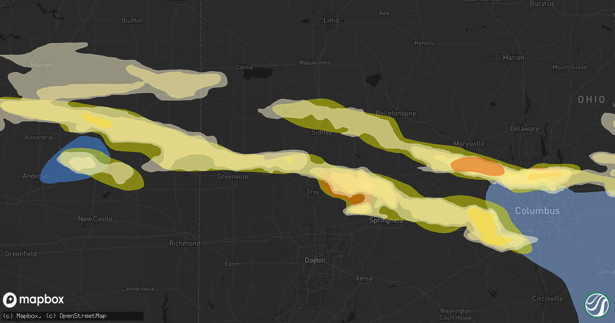 Hail map in Piqua, OH on March 22, 2026