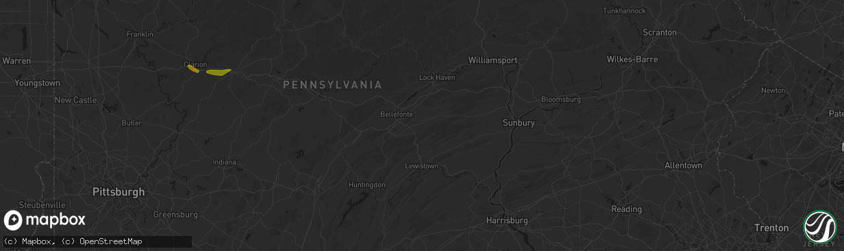 Hail map in Spring Mills, PA on March 22, 2026