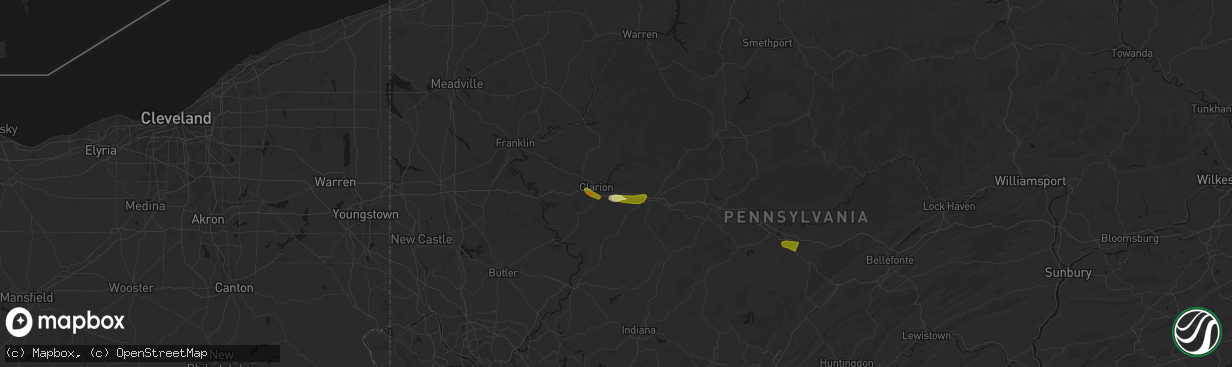 Hail map in Strattanville, PA on March 22, 2026