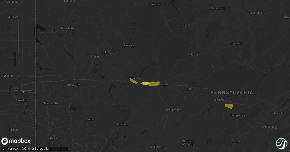 Hail map in Strattanville, PA on March 22, 2026
