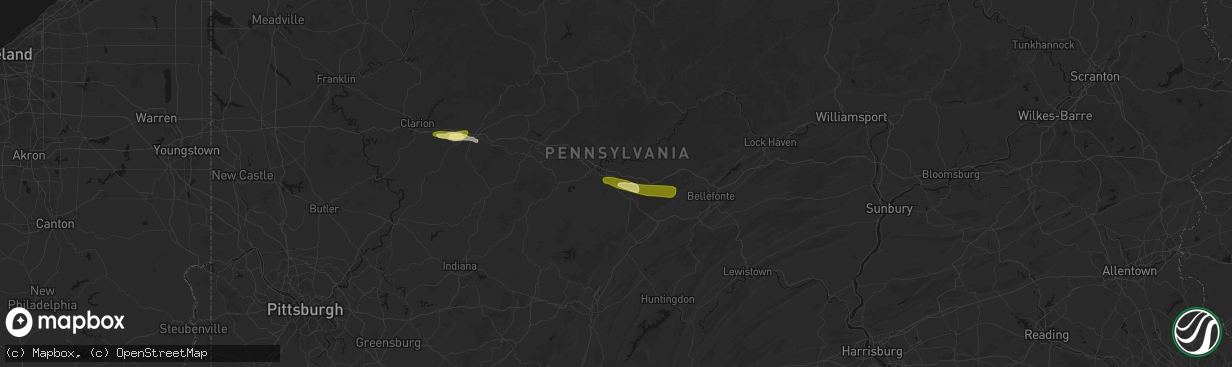 Hail map in Wallaceton, PA on March 22, 2026